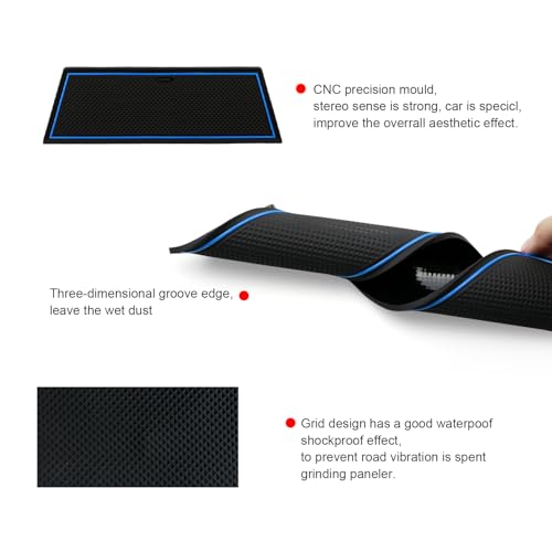 Tapis console T-Cross R-Line antidérapant en caoutchouc premium bleu LFOTPP - 4