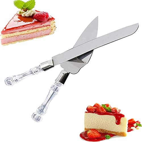 Wedding Cake Knife and Server Set, Wedding Cake Knife Set Crystal Handle Cake Cutting Set with Packing Box Reusable Cake Server Set Gift for Wedding Engagement Anniversary Birthday Party(2-Piece Set)