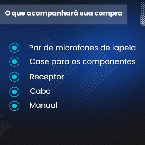 Microfone Lapela Duplo Sem Fio Recarregável Wireless Professional 2 em 1 Gravação Redução de Ruído C