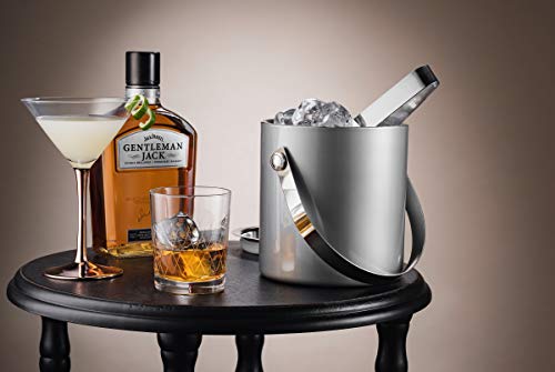 Mitbak Doubled Walled Ice Bucket with Matching Ice Tongs | Sleek Insulated Stainless Steel Ice Holder Will Keep Ice Cubes Frozen for Hours | Elegant Kitchen and Bar Accessories | 1.5L (Silver)