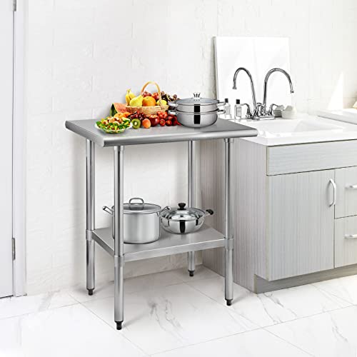 Hoccot Stainless Steel Table For Prep & Work 24" X 30" Inches With Adjustable Shelf, Commercial Workstations, Utility Table In Kitchen Garage Laundry Room Outdoor Bbq #TOP5