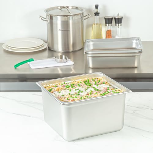 Restaurantware-Kitchen Tek 2/3 Size Steam Table Pans, 6 Anti-Jam Steam Pans - Lids Sold Separately, 8” Deep, 24 Gauge Stainless Steel Hotel Pan, Freezable, for Catering Events and Parties by Restaurantware - Image 3
