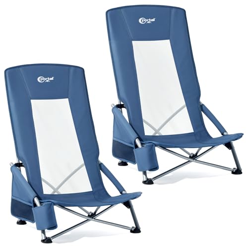 Portal High Back Beach Chair for Adult, 2 Pk Camping Chair with Cup Holder