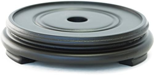 Feng Shui Import Rubber Finished Round Wooden Stand (6"), Black image 2