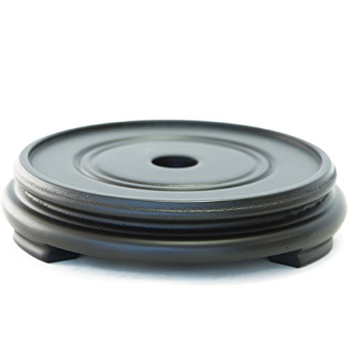 Feng Shui Import Rubber Finished Round Wooden Stand (4.5"), Black