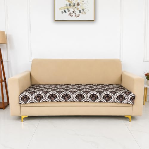 Image of Homerz Premium Printed Quilted Velvet Sofa Slip Cover Protector, Sofa Mat, Exact Size, Antislip Cover (Botanica, 7 (3+2+2) Seater, Half)