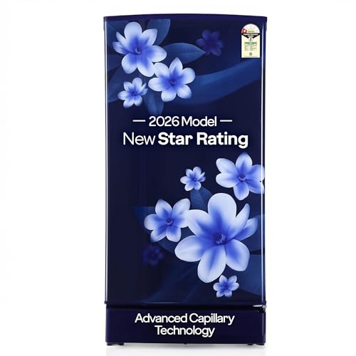 Godrej 180L 1Star Advanced Capillary Technology| Jumbo Vegetable Tray| Wired Shelves| 2.25L Bottle Space| Wide Shelf Space| Direct Cool Single Door Refrigerator (RD EDGE 205AN WRF PP BL, Pep Blue)