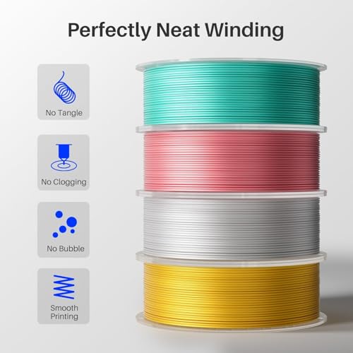 image for ELEGOO Silk PLA Filament 1.75mm Dual Color Black Red 1KG, Shiny 3D Pri