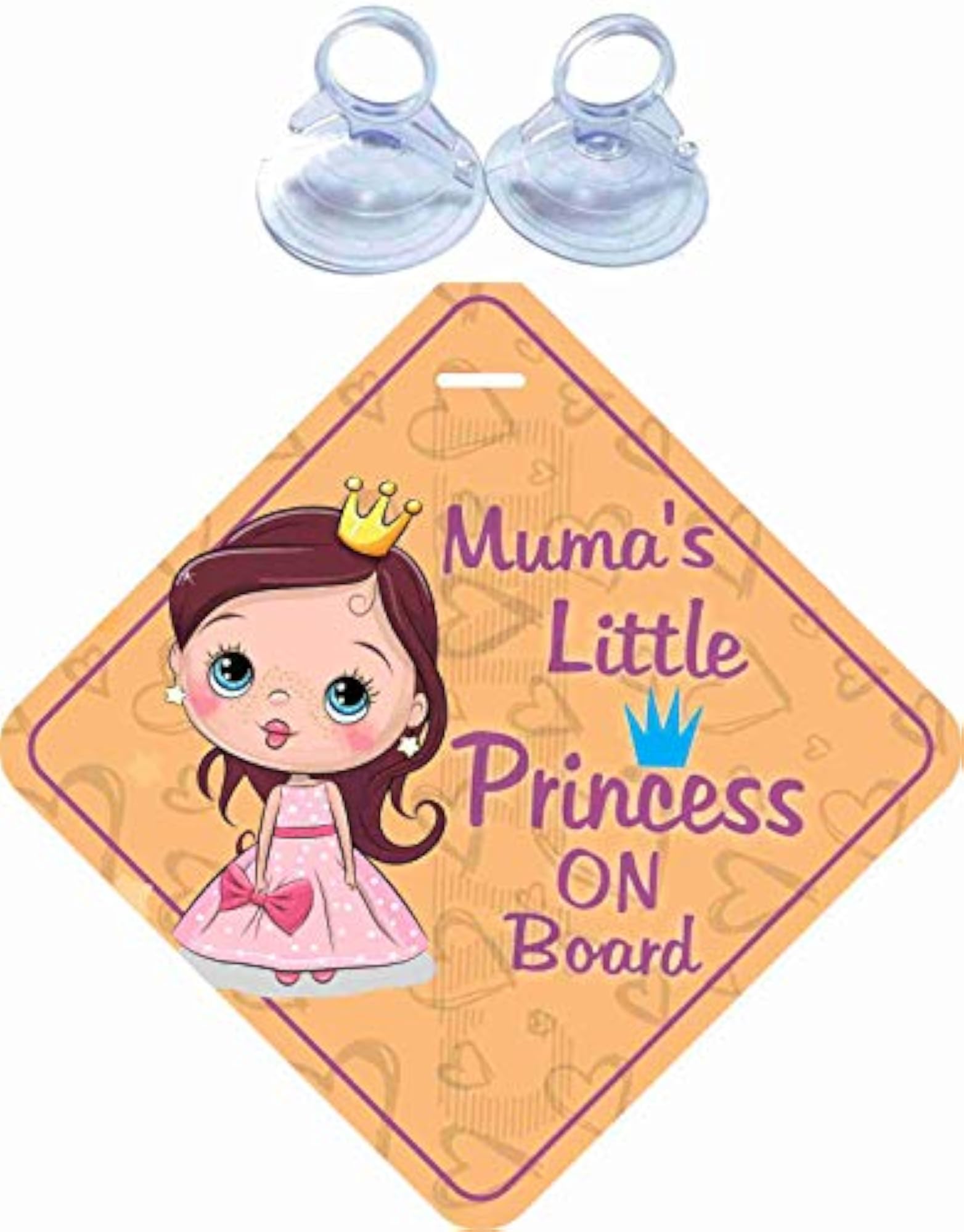 Mumma's Little Princess on Board Safety Warning Sticker, Light Orange