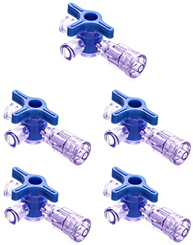 Qwork 3-Way Stopcocks With Luer Connection, Medical Injection Stopcock, Sterile, 5 Pack #TOP6