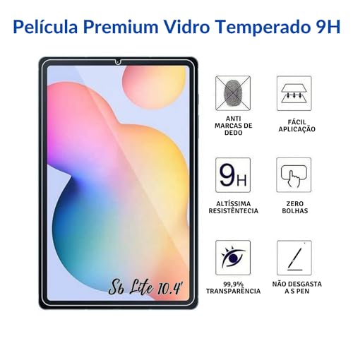 Película Vidro para Tablet Samsung Galaxy Tab S6 Lite Proteção 9H Anti Impacto Risco Choque Arranhõe