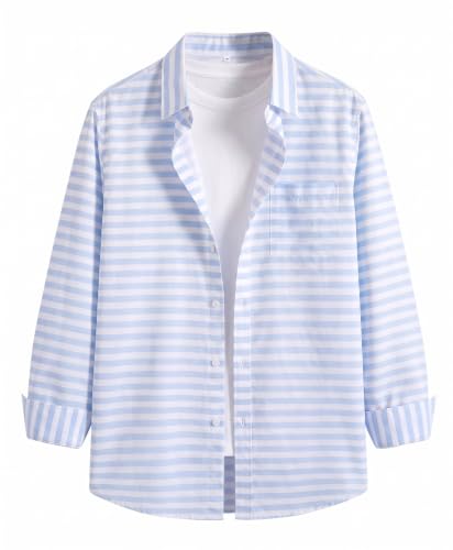 Image of IndoPrimo Men's Striped Casual Shirt | Premium Cotton Formal Shirt for Man | Slim Fit Full Sleeve Strip with Pocket | Office, Business & Smart Casual Wear
