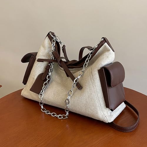 Sac à main en coton et lin décontracté et léger porté épaule - 6