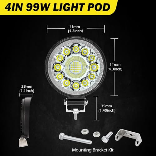 Image of Round LED Work Lights for Tractor, Driving Fog Off Road Lights 4 Inch 123W for Motorcycles Jeep Trucks Pickup Golf Cart SUV ATV UTV 4x4 Van Camper 20Pack