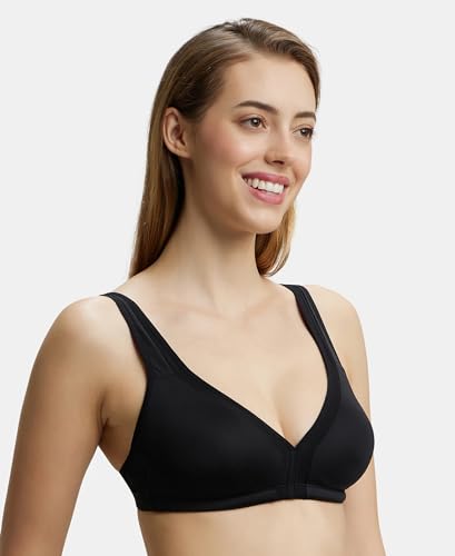 Image of Jockey 1820 Women Wirefree Non Padded Soft Touch Microfiber Elastane Stretch Full Coverage Everyday Bra with Stylised Mesh Panel