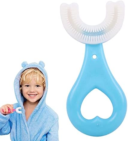 huashangmaoyou Kids U-Shaped Toothbrush,Manual Training Tooth Brush, Food Grade Soft Silicone Brush Head, 360° Oral Teeth Cleaning Design for Toddlers and Children(Ages 2-6) (B)