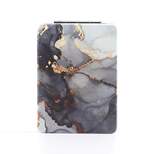 Dynippy Compact Mirror Square Pu Leather Makeup Mirror For Purses Small Pocket Mirror Portable Hand Mirror Double-Sided With 2 X 1X Magnification For Woman Mother Great Gift - Marble 1 #TOP2