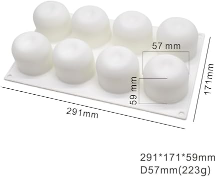 Tall Cylinder Silicone Molds for Mousse Cake 3D Silicone Baking Mold for Brownie French Dessert Pastry Ice Cream Cake Decoration Holiday Moulds Apple (8-Cavity)