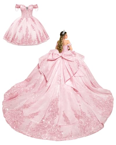 Youjiayi Pink Light Quinceanera Dress 2 Pieces 15 Dress with Bow Size 0