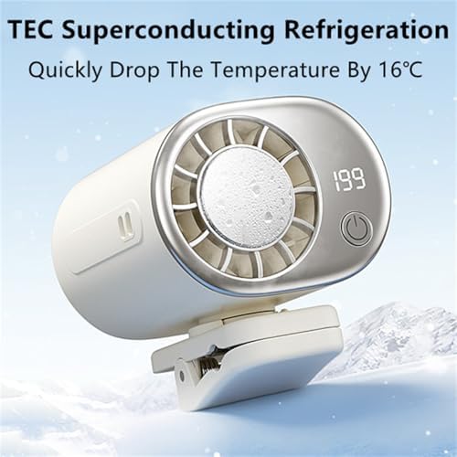 2026 New Car Clip On Air Conditioner Fan with LED Display - Mini Portable Portable Ac That Blow Cold Air, USB Rechargeable Battery Powered Cooling System for Vehicle,Van,SUV,Rv,Truck (White) - 1