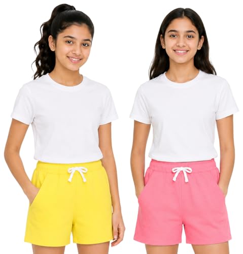 Image of Cloth Theory Premium Cotton Shorts for Girls - Regular Fit Pocket Shorts for Girls Pack of 2