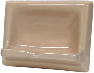 Ceramic Soap Dish Thin Set Installation Bar Holder Shower Wall Mount Tray Bathroom Accessories Decorative (Peach Glossy)