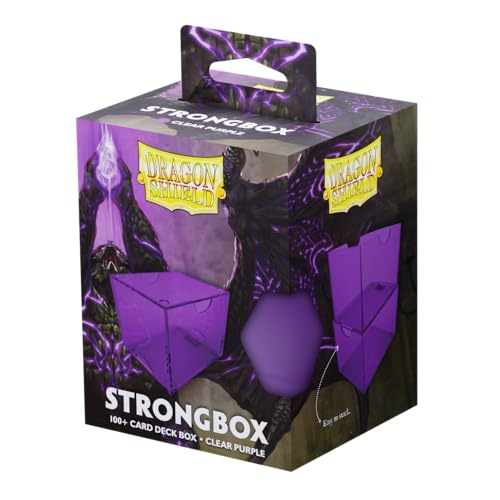 Image of Dragon Shield Strongbox Deck Box Clear Purple, Holds 100+ Double Sleeved Cards, Acrylic TCG Storage Case, Vacuum Seal Closure, Stackable, Display Lid, 83.5 x 106 x 75.5 mm