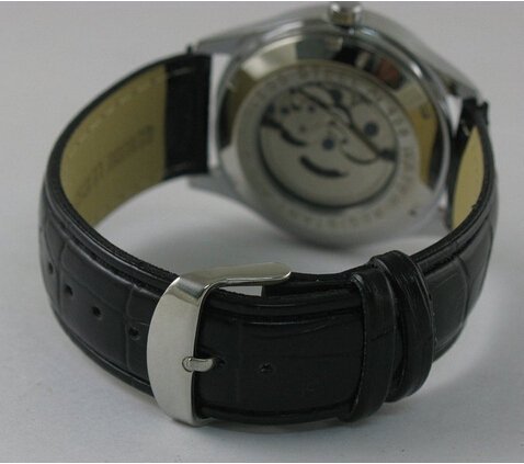 Mastop Fashion Men's Sport Day Date Black Leather Automatic Self Winding Watch (Black) #TOP2