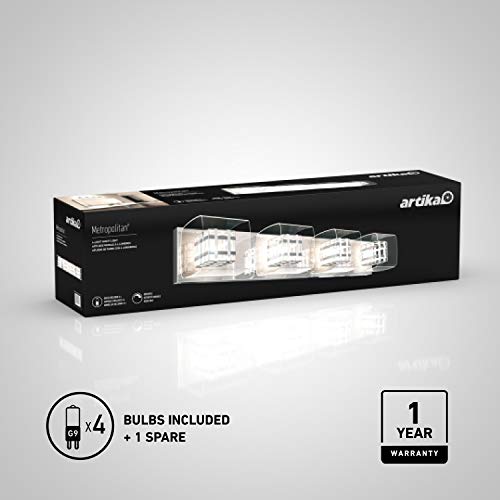Artika Van4M-Hd1 Metropolitan 4-Light Bulbs, 30-Inches Wall Fixture With Dimmable Light And A Chrome Finish #TOP7