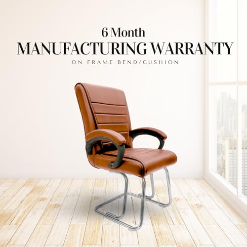 Image of activa Executive Office Visitor Chair | Ergonomic Relax Chair for Study, Home, Reception| Comfortable Cushioned Seat Back, Double Pipe Frame with Arm Rest Guest Seating (2, Brown, Regal)