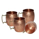 dungri India Moscow Mule Copper Mug – 100% Maciza Copper Cup de 16 oz – Best mano Craf Ted Hammered Copper de vaso para Moskau pantoletten de Juego de 4