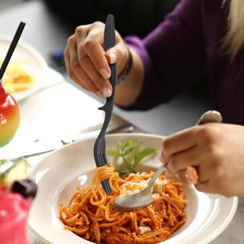 BOHUIZ 2pcs Silicone Flexible Forks, 11.8 Inch Silicone Cooking Fork Heat Resistant Multifunctional Nonstick Blending Fork for Mix Ingredients, Mash Food, Whisk Eggs, Baking(Black)