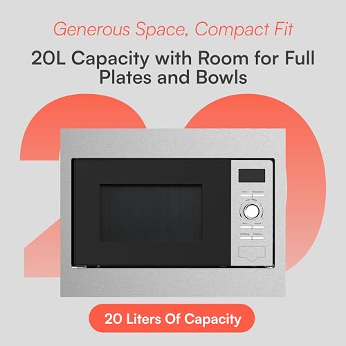 Cookology CBM20LSS Built-in Integrated Microwave Oven in Stainless Steel - 20 Litre Capacity - 25.5cm Turntable - 800W Power - 5 Power Levels - 8 Auto Cooking Programs - Defrost Function - Child Lock - Image 6