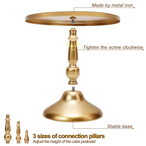 QENUIITEA Set of 3 Gold Cake Stands, Metal Round Cake Holder Dessert Pie Pizza Display Stand 8" 10" 12" Serving Tray Decoration for Wedding Celebration Party Birthday Baby Shower by QENUIITEA - Used condition - Image 2