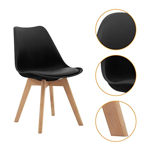Canglong Mid Century Modern Dsw Side Wood Legs For Kitchen, Living Room, Set Of 4, Black Dining Chairs, Pack Of 4 #TOP4