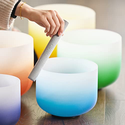 432Hz 7Pcs Set Of 6-12 Inch Aria Gradient Design Frosted Quartz Crystal Singing Bowls With Free 2 Pcs Travel Carry Case Bag. #TOP3