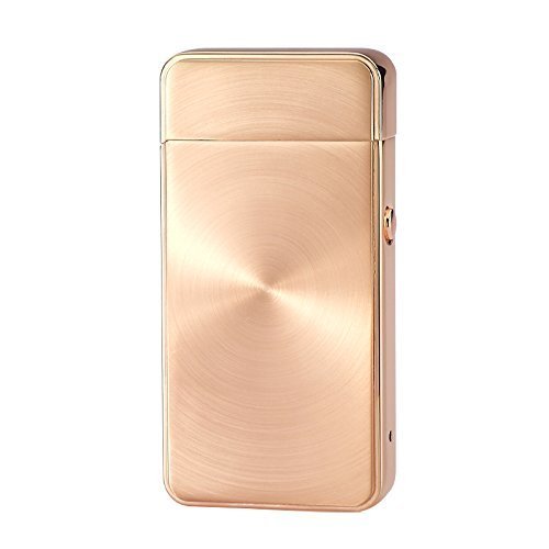 Dalanzom Ripples Double Electronic Pulse Arc Cigarette Lighter | USB Rechargeable | Windproof | Flameless | Pocket | Cool | Novelty (Gold)