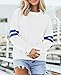 SELINK Womens Varsity Striped Oversized Sweatshirt Crewneck Long Sleeve Casual Fashion Pullover Top Fall Outfits White-M