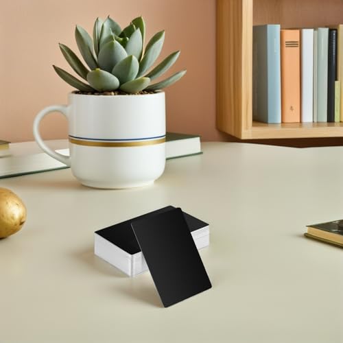 Vaguelly 200pcs Black Metal Sublimation Blank Name Plate for Laser Business Card Calibration, Lightweight Metal Engraving Blanks 3.39x2.13 Inch for Customer DIY Cards and Office Use - Image 4