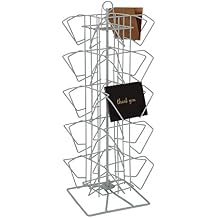 SSWBasics 20-Pocket Rotating Countertop Postcard Rack - 25H x 12D - White Metal Postcard Display Stand - Durable and Sturdy Tabletop Countertop Post Card Holder