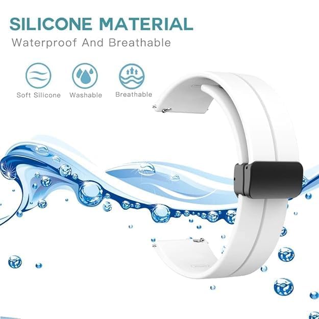 Image of GameSir 22mm Smartwatch Strap | Soft Silicone Magnetic Lock Replacement Band Compatible with Noise ColorFit & All 22mm Lug Watches | Flexible, Sweatproof & Fashion Design Strap (White)