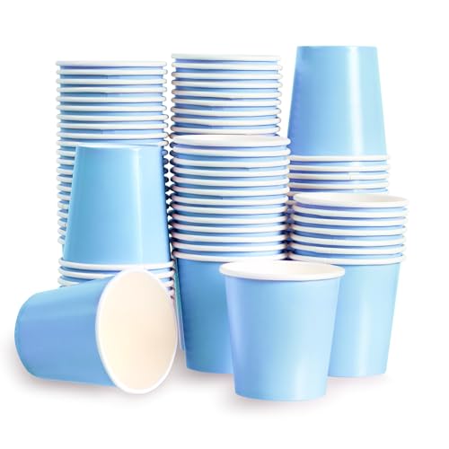 Leafory 4oz Mini Paper Cups 100 Pack Disposable Bathroom Mouthwash Cups Espresso Extraction Cup for Home Office Bathroom Use Blue