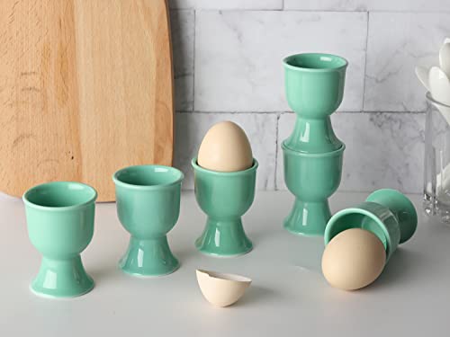Ceramic Egg Cups Set Of 6 Porcelain Egg Stand Holders For Soft Hard Boiled Eggs For Breakfast (Green) #TOP5