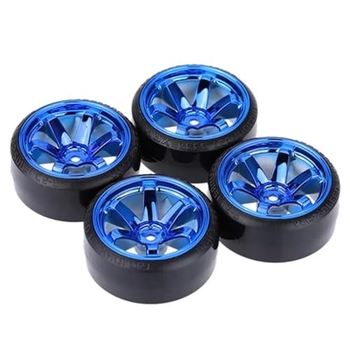 RC�J�[�̃A�b�v�O���[�h For Tras For HSP For Tamiya For HPI For 1:10 RC�I�����[�h�ԗ��h���t�g�J�[�p �n�[�h�^�C���Z�b�g 4�� RC�n�[�h�p�^�[���h���t�g�^�C�� �^�C���z�C�[��(Blue,A)