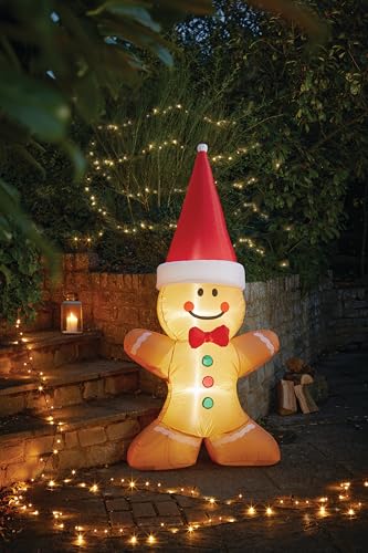 Image of Smart Garden Christmas Self Inflating LED Giant Gingerbread Man - 1.2 Metre - Christmas Decoration For Front Garden, Lawn, Home - Festive Christmas Lighting