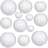 10 Pack White Paper Lanterns with a Marker Pen Hanging Round Paper Lanterns for Birthday, Wedding, Christmas, Bridal, Home Decor, Party Decoration