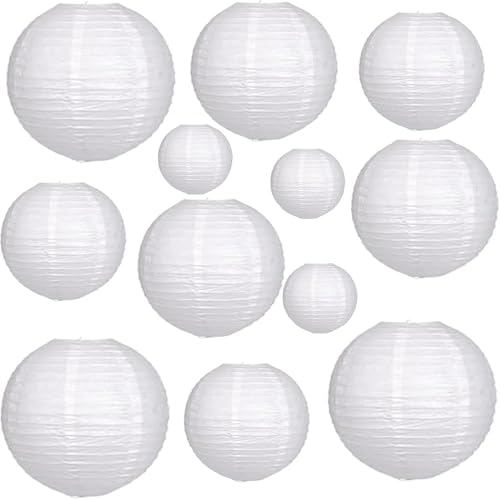 10 Pack White Paper Lanterns Ball Lanterns for Birthday Wedding Bridal Baby Shower Art Class Home Outdoor Indoor Party Decoration
