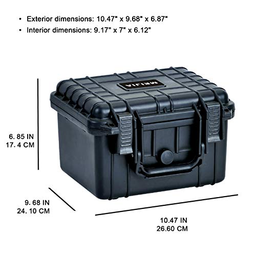 Meijia Portable All Weather Waterproof Camera Case With Foam,Fit Use Of Drones,Camera,Equipments,Elegant Black,10.62 X9.68X6.87Inches #TOP2