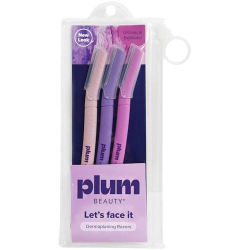 Plum Beauty Dermaplaning Razors for Women, 2-Pack (6 Face Razors) – Quick & Painless Facial Hair Removal, Glow Up Essentials