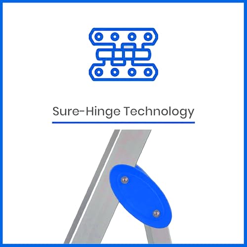 Image of Casa Copenhagen Designed in Denmark, 5-Step Foldable Aluminium Ladder Laser Cut with Super Advance Sure-Hinge Technology,7 Years Warranty - Blue